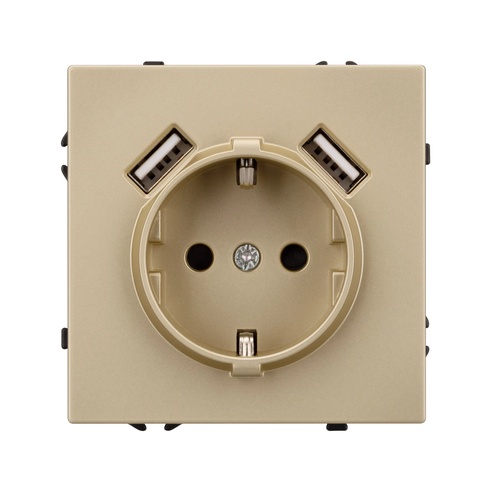 Механизм розетки с USB зарядкой SCT-NOBE-MUAA-SFPL-GD (230V, 16A) (Arlight, -)