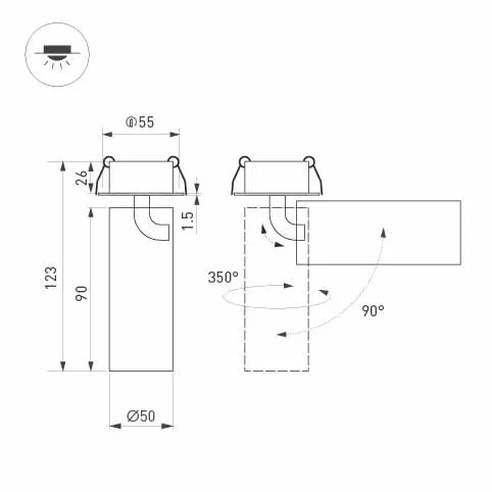 Светильник SP-GABI-BUILT-FLAP-R50-9W Day4000 (WH, 36 deg, 230V) (Arlight, IP40 Металл, 5 лет)