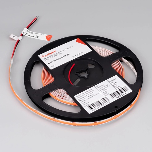 Лента светодиодная COB-X544-8mm 24V Red (11.5 W/m, IP20, CSP, 5m) (Arlight, 11.5 Вт/м, IP20)