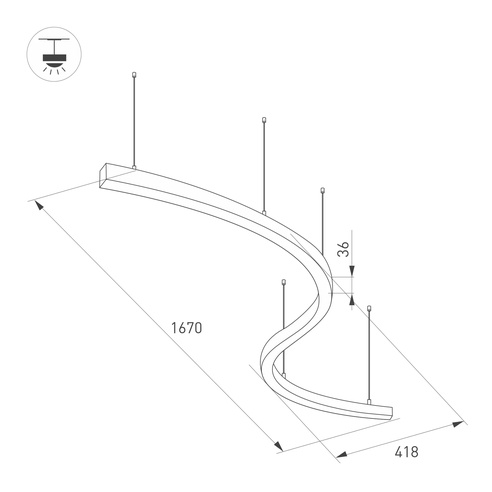 Светильник SP-LINE-HANG ARC-S3535-D800-65W Day4000 (WHITE, 230V) (Arlight, Металл)