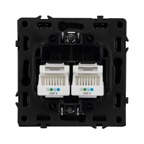 Механизм сдвоенной телефонной розетки SCT-NOBE-MTL2-SFPL-BK (RJ-11, 4C) (Arlight, Черный оникс)