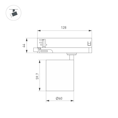 Светильник LGD-DYKE-4TR-R60-8W Warm3000 (BK, 20 deg, 230V) (Arlight, IP20 Металл, 5 лет)