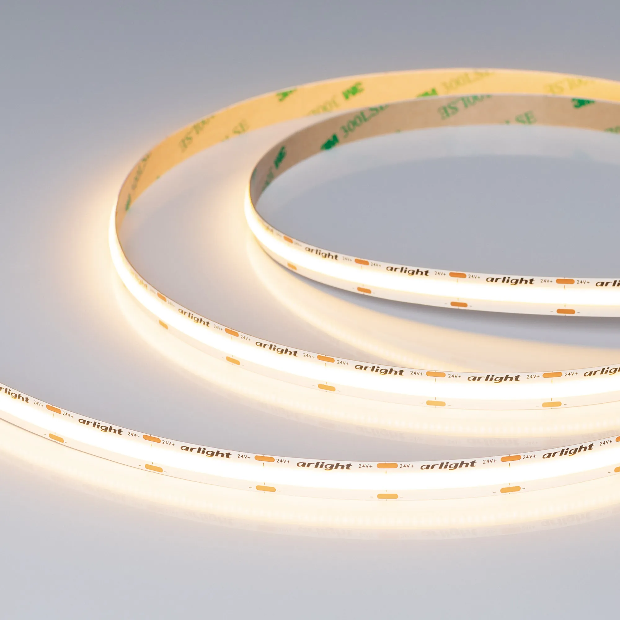 Лента COB-X576-10mm 24V Warm3000 (15 W/m, IP20, 5m) (Arlight, высок.эфф.150 лм/Вт) - изображение товара