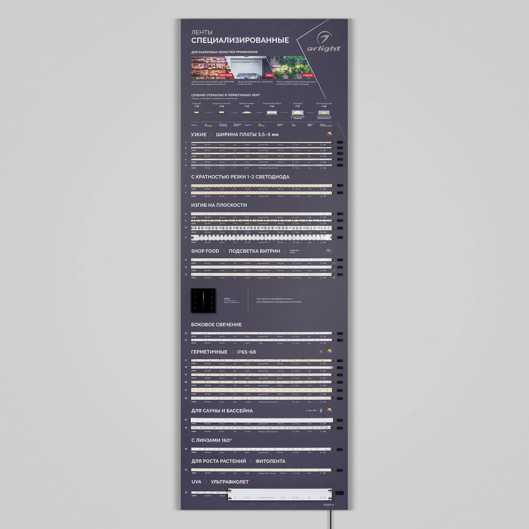 Стенд Ленты Специализированные RT-LUX-E3-1760x600mm (v.2, DB 3мм, пленка, подсветка) (Arlight, -)