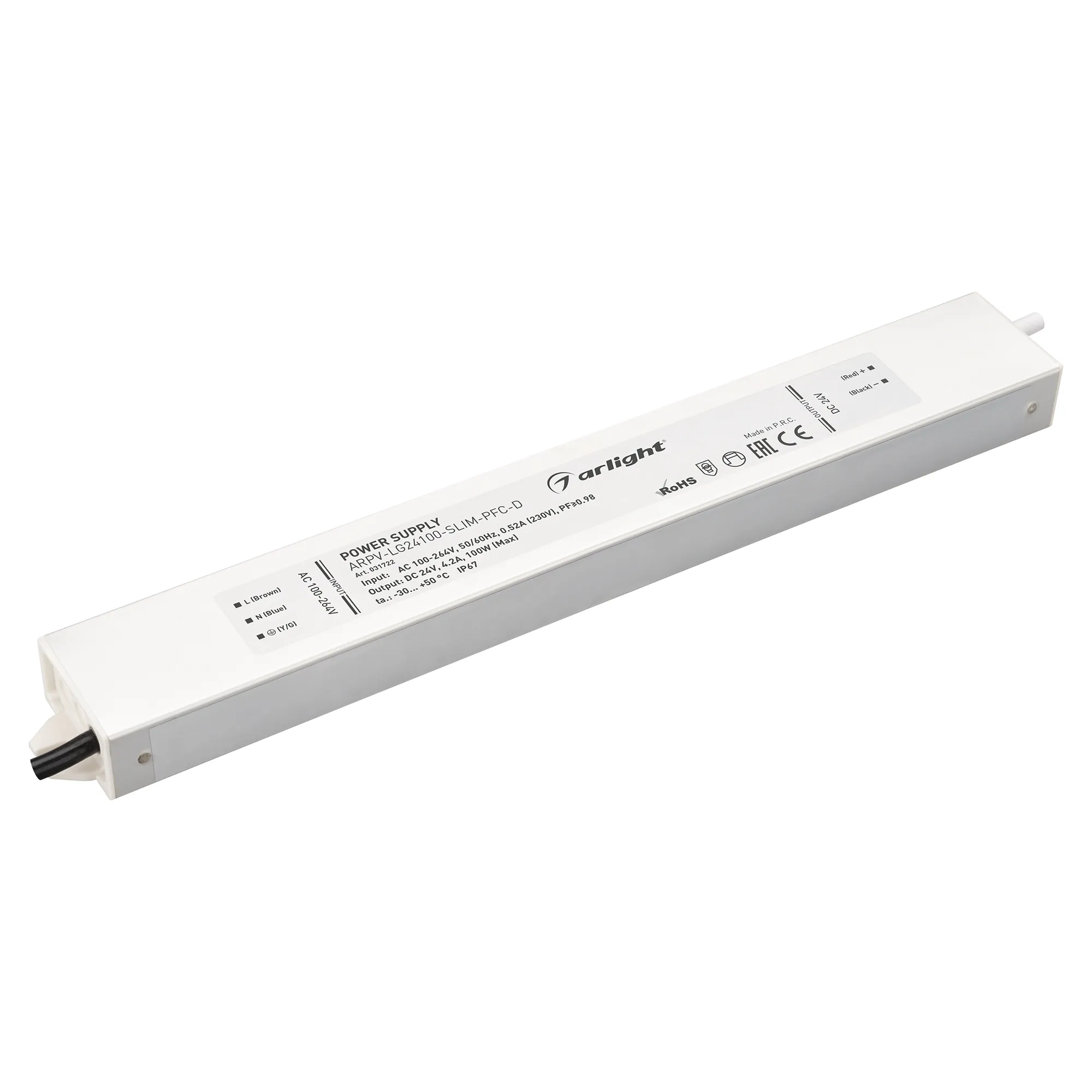 Блок питания ARPV-LG24100-SLIM-PFC-D (24V, 4.2A, 100W) (Arlight, IP67 Металл, 5 лет) - изображение товара