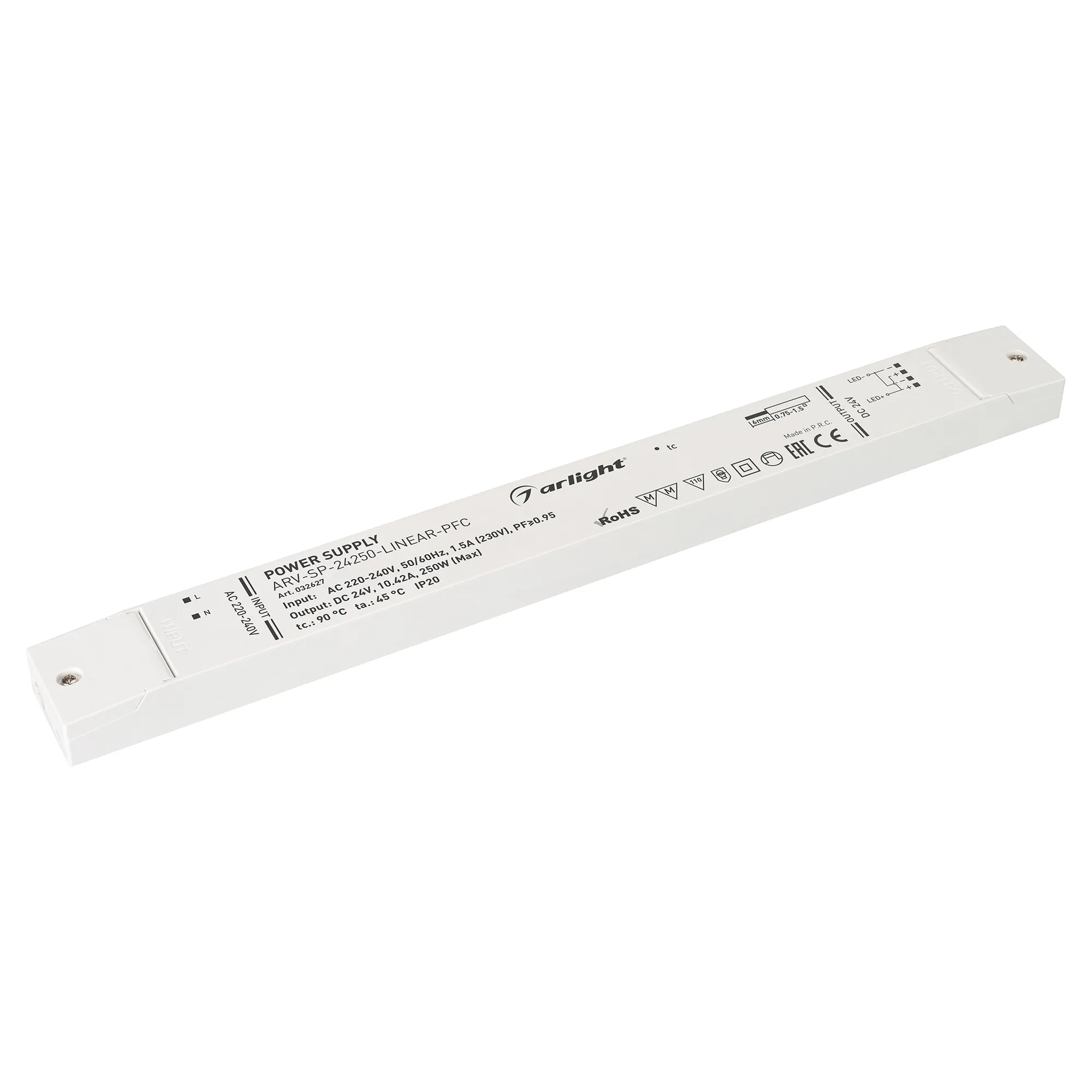 Блок питания ARV-SP-24250-LINEAR-PFC (24V, 10.42A, 250W) (Arlight, IP20 Пластик, 5 лет) - изображение товара