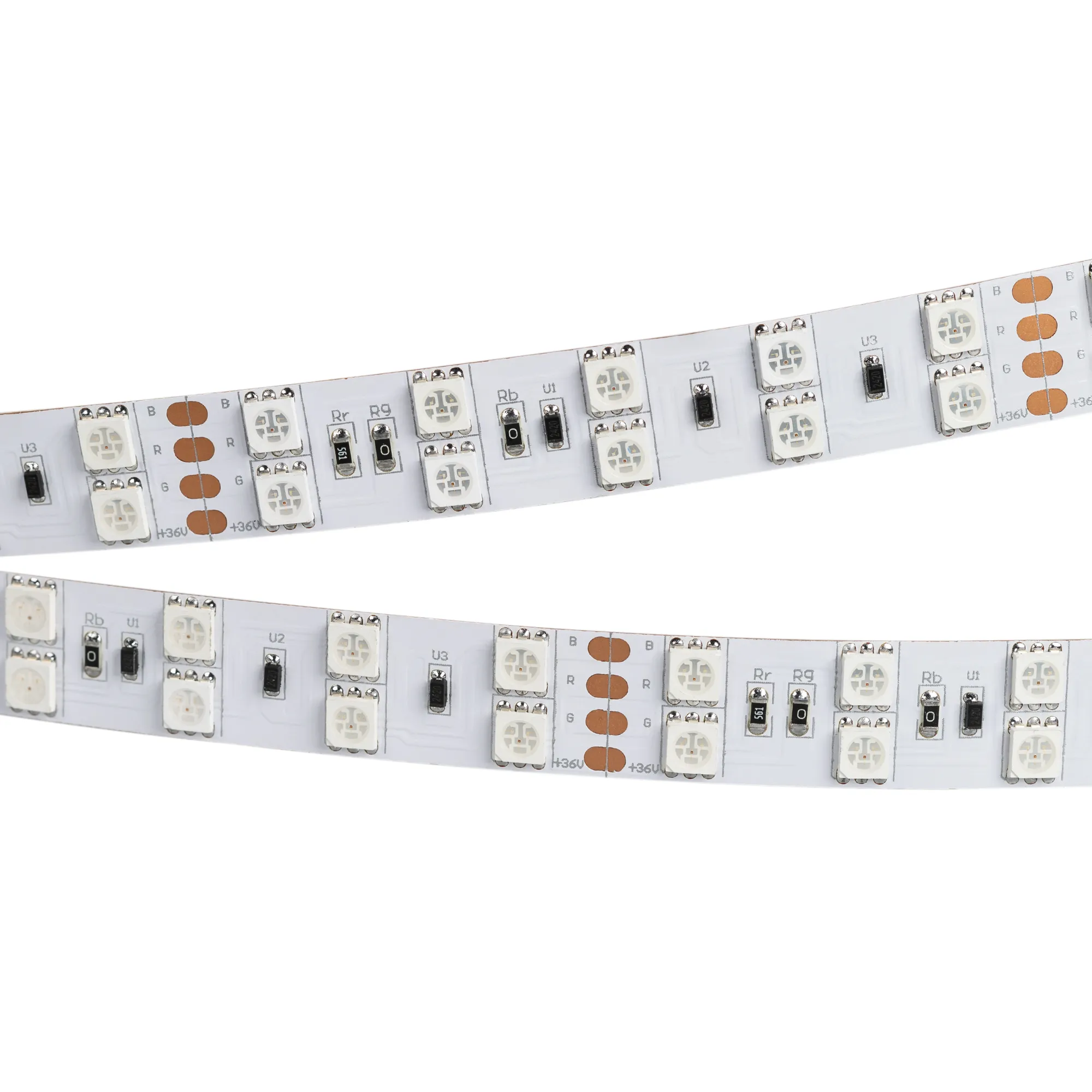 Лента светодиодная RT 2-5000 36V RGB 2X2 (5060, 600 LED, LUX) (Arlight, 26 Вт/м, IP20) - изображение товара