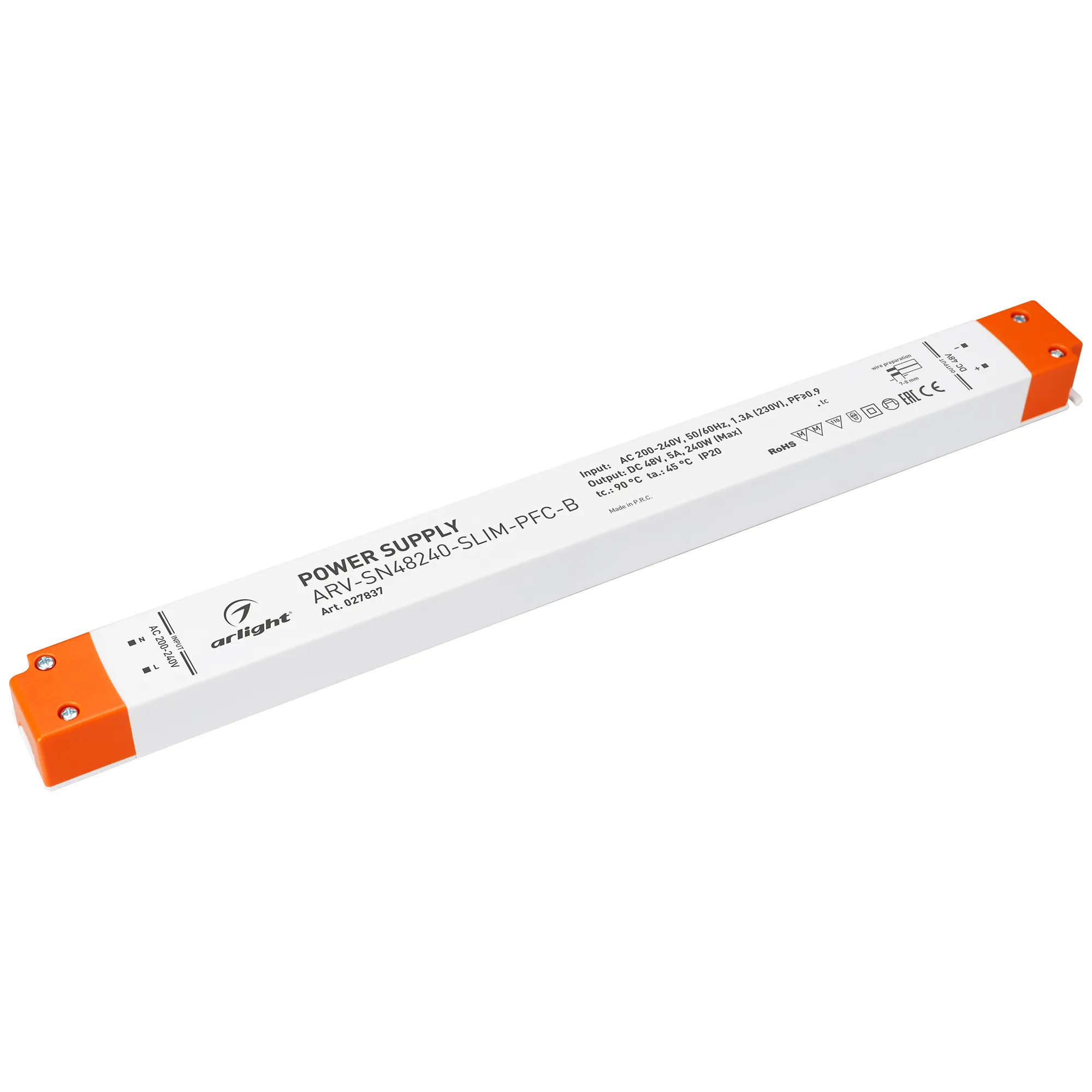 Блок питания ARV-SN48240-SLIM-PFC-B (48V, 5A, 240W) (Arlight, IP20 Пластик, 3 года) - изображение товара