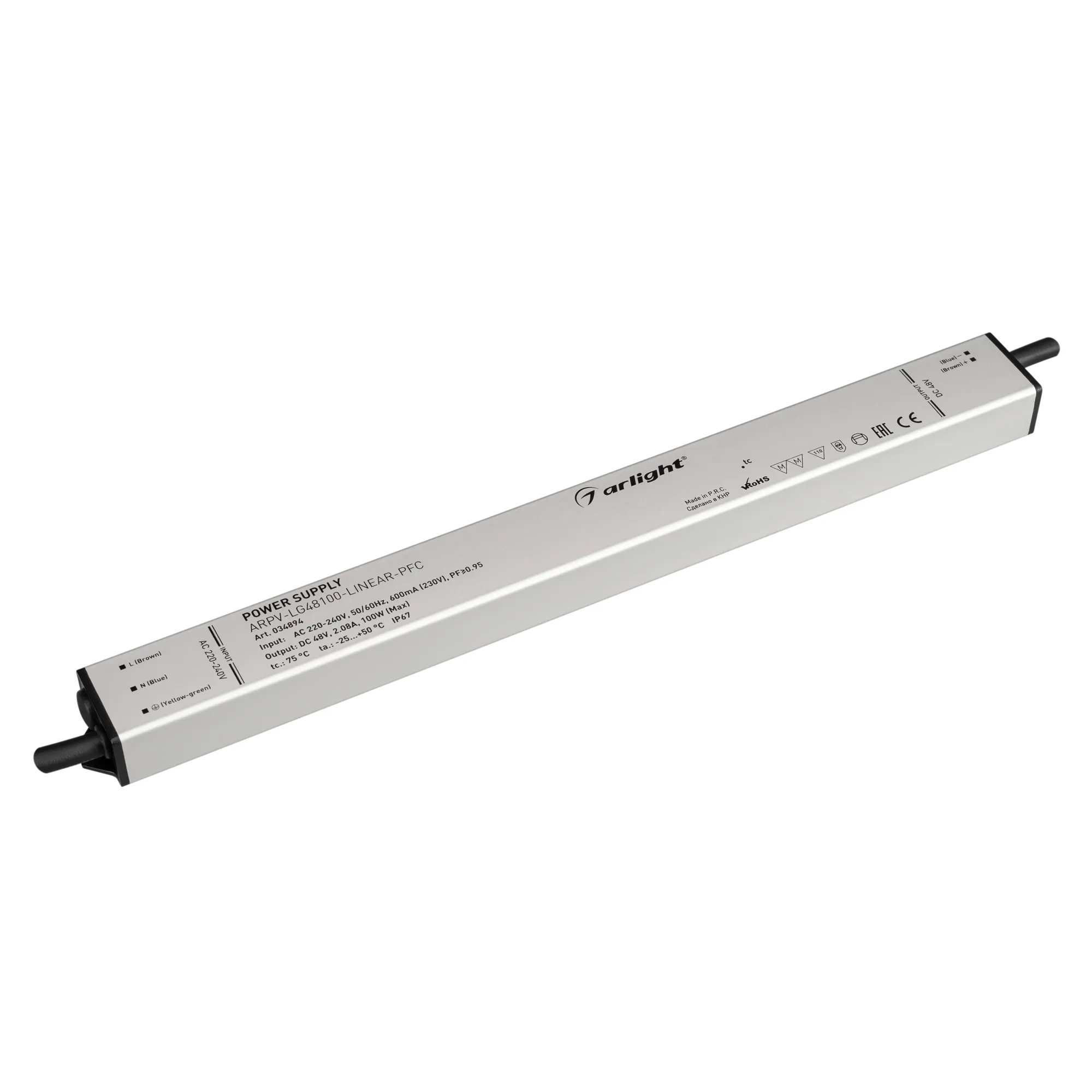 Блок питания ARPV-LG48100-LINEAR-PFC (48V, 2.08A, 100W) (Arlight, IP67 Металл, 5 лет) - изображение товара