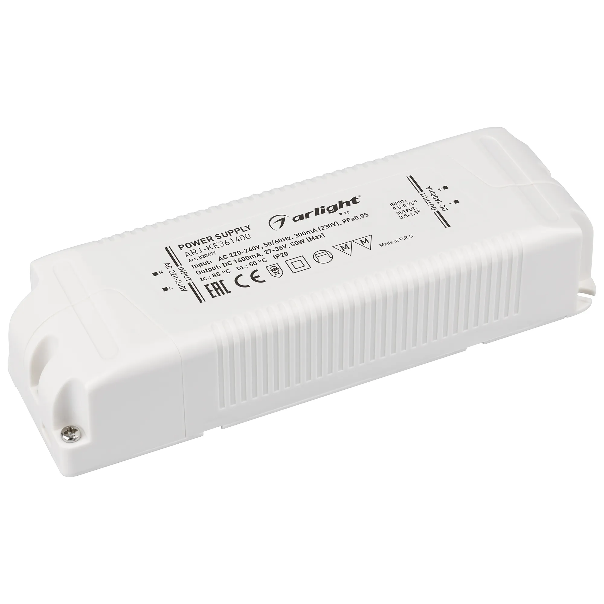 Блок питания ARJ-KE361400 (50W, 1400mA, PFC) (Arlight, IP20 Пластик, 5 лет) - изображение товара