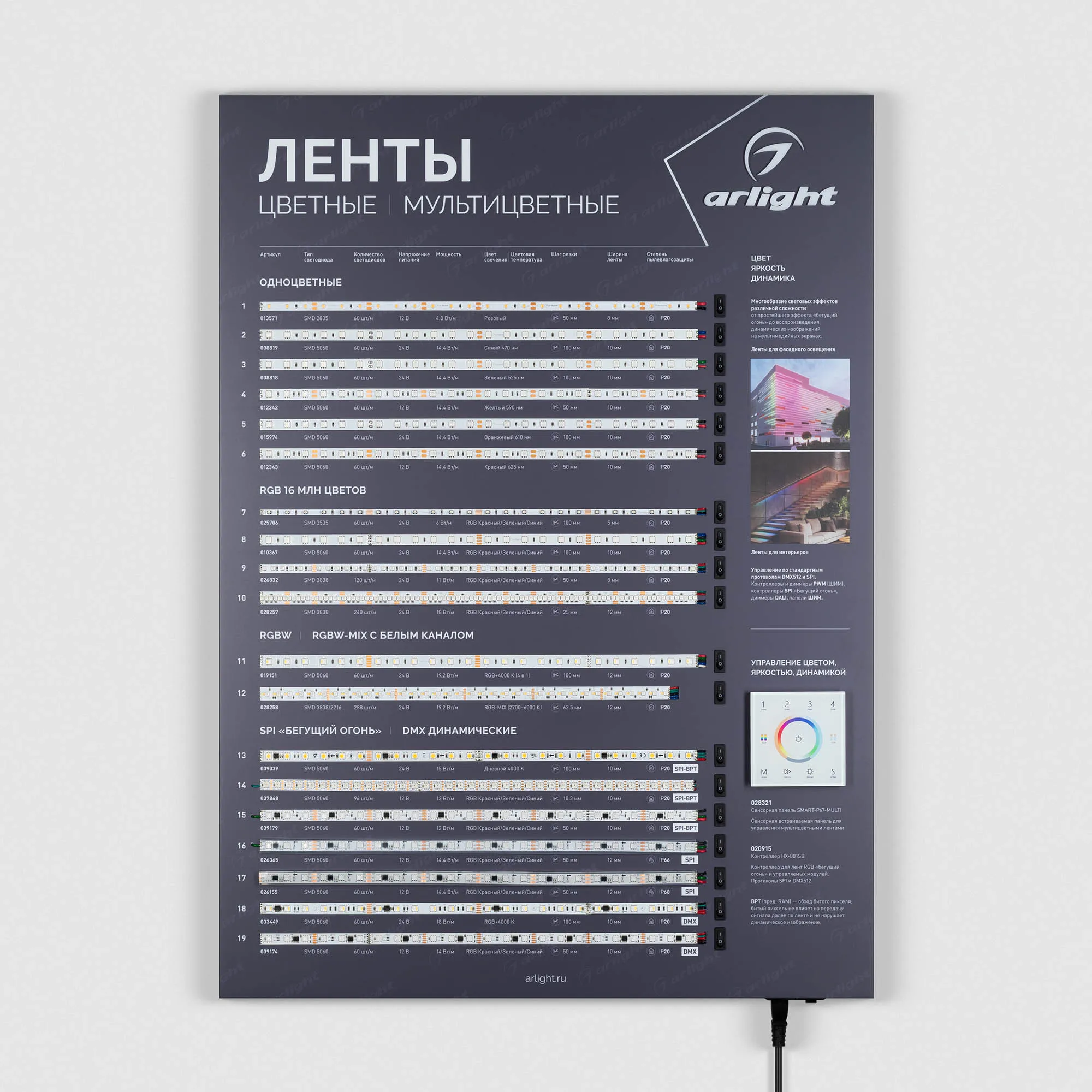 Стенд Ленты Мультицветные ARL-RGB-04-830x600mm (230V) (Arlight, -) - изображение товара
