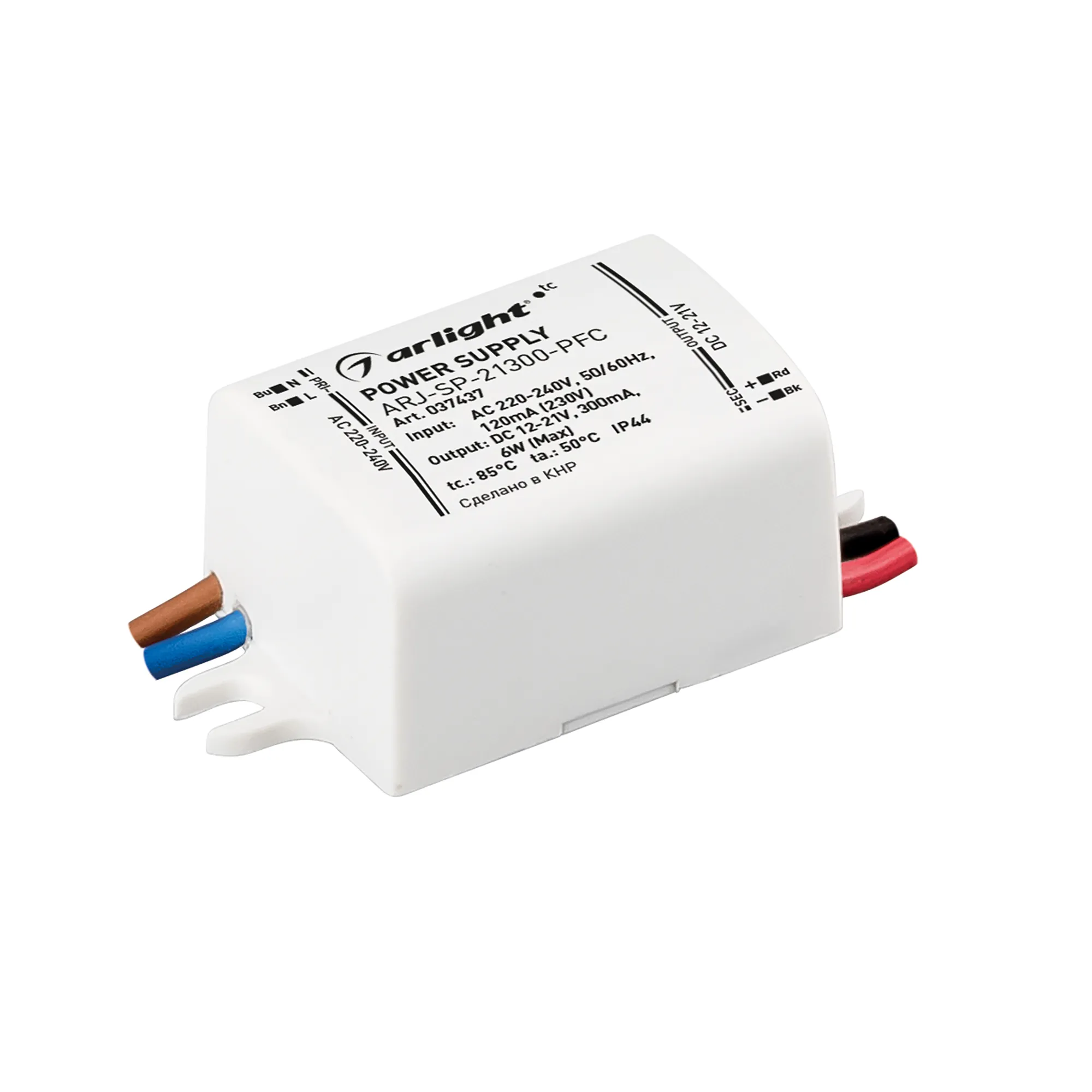Блок питания ARJ-SP-21300-PFC (6W, 12-21V, 300mA) (Arlight, IP44 Пластик, 5 лет) - изображение товара