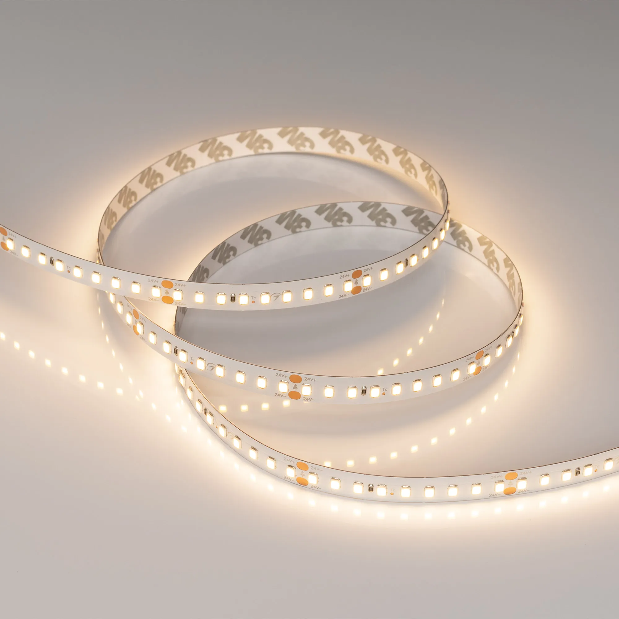 Лента светодиодная RT-A144-10mm 24V Warm3000 (7.7 W/m, IP20, 2835, 5m) (Arlight, высок.эфф.200 лм/Вт)