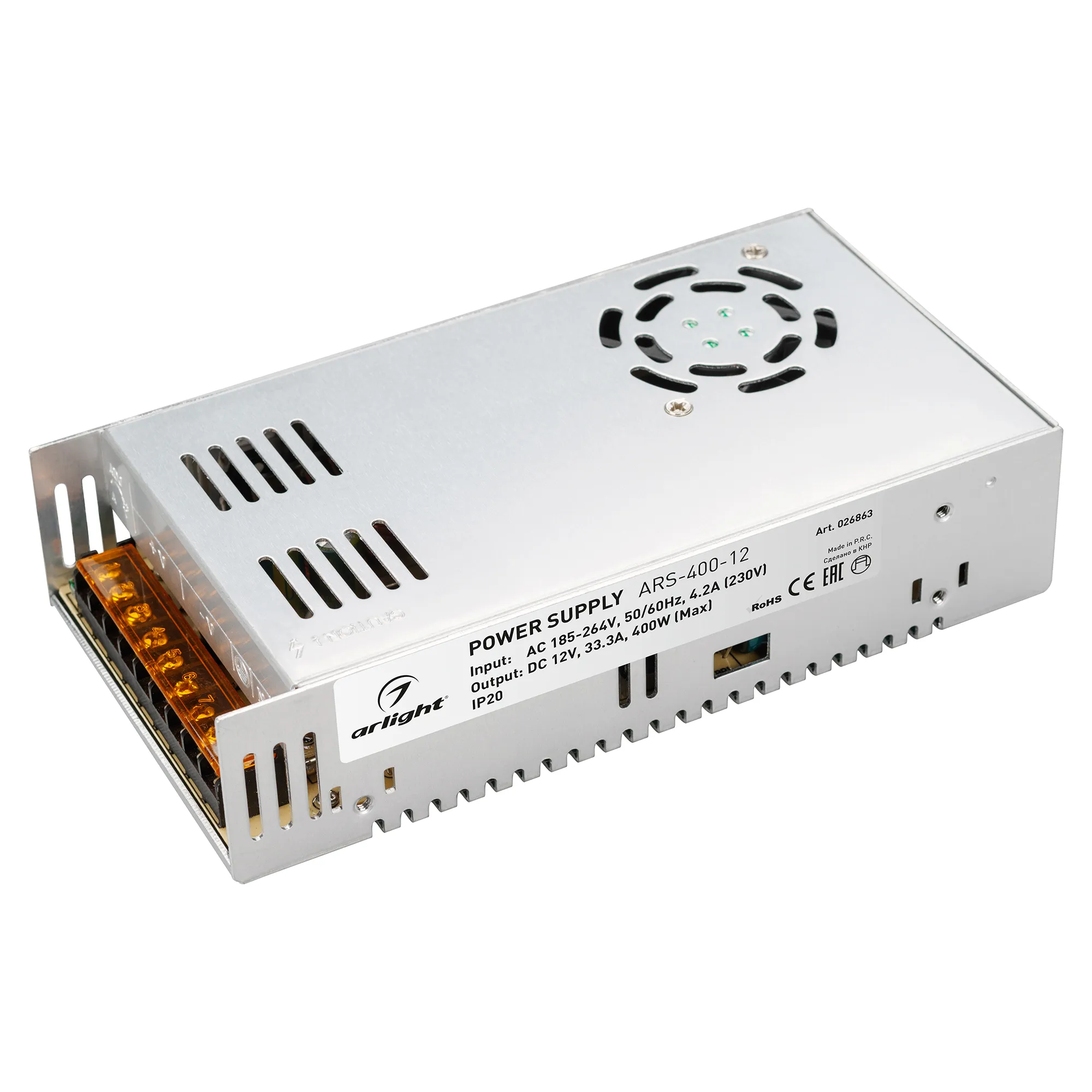 Блок питания ARS-400-12 (12V, 33.3A, 400W) (Arlight, IP20 Сетка, 2 года) - изображение товара