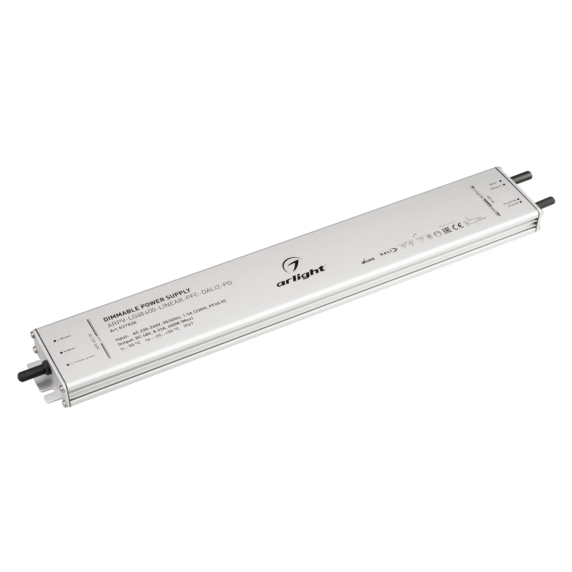 Блок питания ARPV-LG48400-LINEAR-PFC-DALI2-PD (48V, 8.3A, 400W) (Arlight, IP67 Металл, 5 лет) - изображение товара