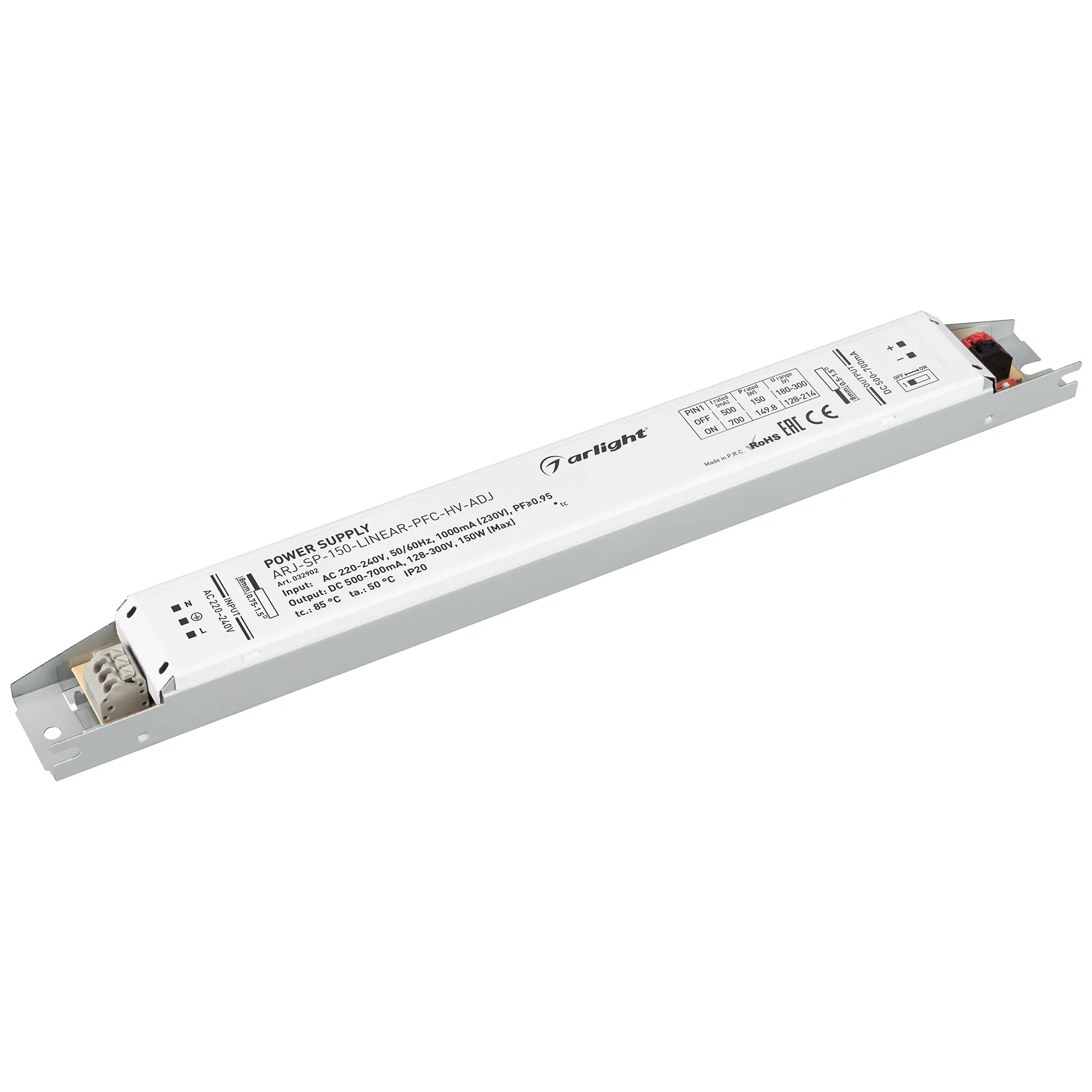 Блок питания ARJ-SP-150-LINEAR-PFC-HV-ADJ (150W, 500-700mA) (Arlight, IP20 Металл, 5 лет) - изображение товара